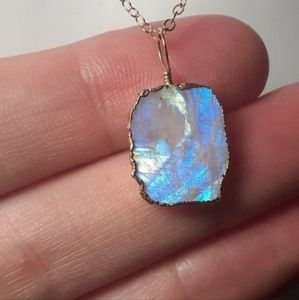 Rainbow Moonstone & 14K GF Necklace